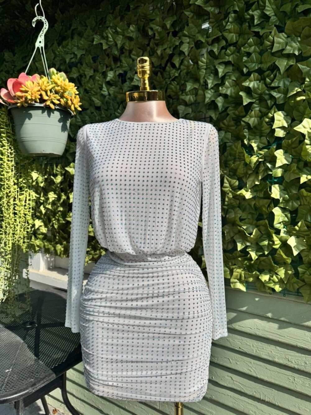 White/Ivory Rhinestone Mini Dress